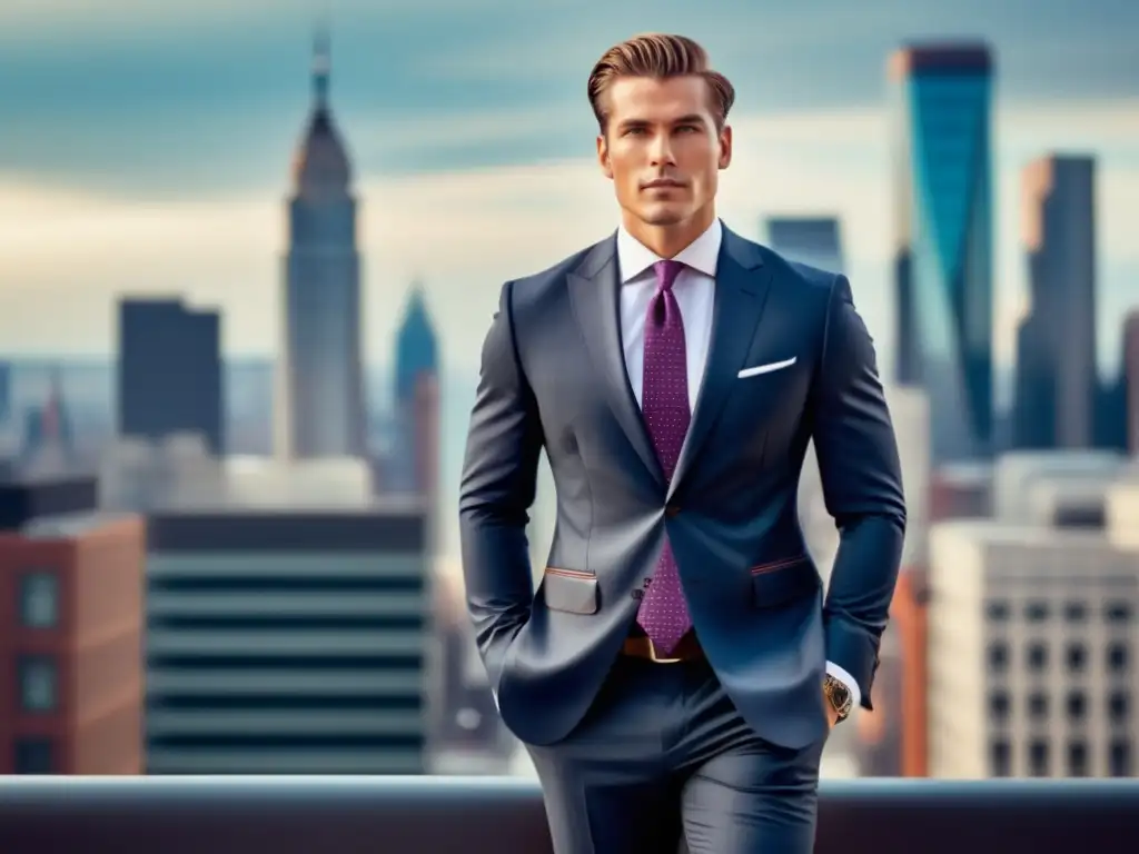 Moda masculina: reflejo personalidad - Hombre moderno en la ciudad con traje elegante y confianza