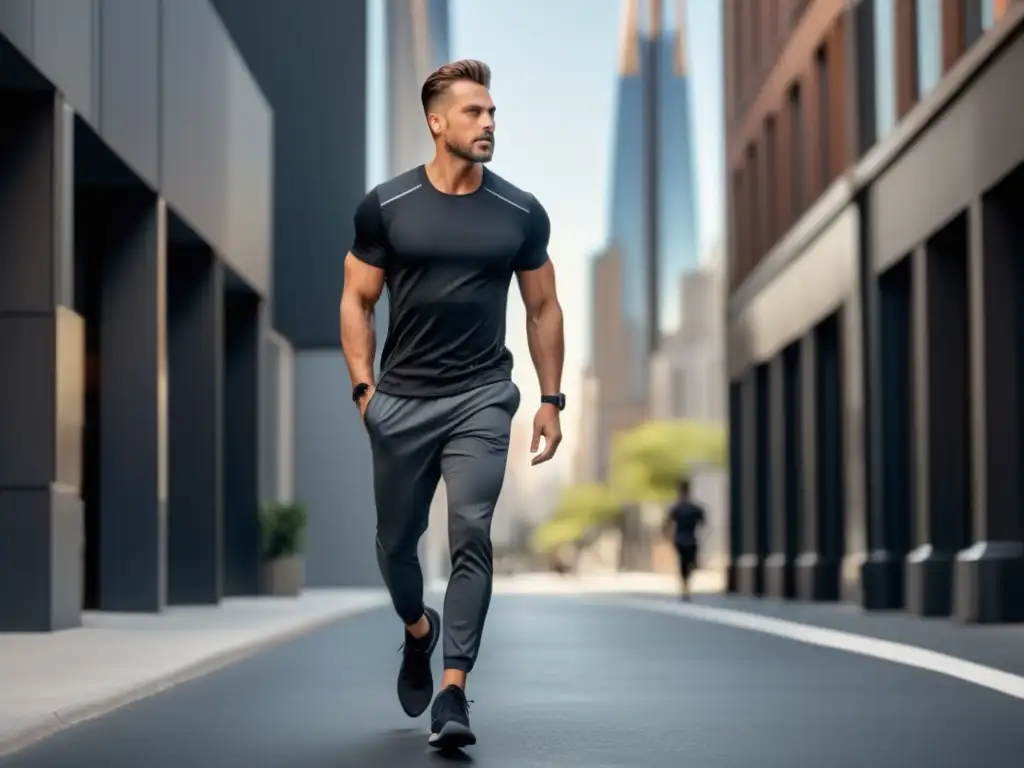 Consejos de estilo activewear masculino: hombre moderno y seguro luciendo conjunto elegante y versátil en imagen 8k detallada