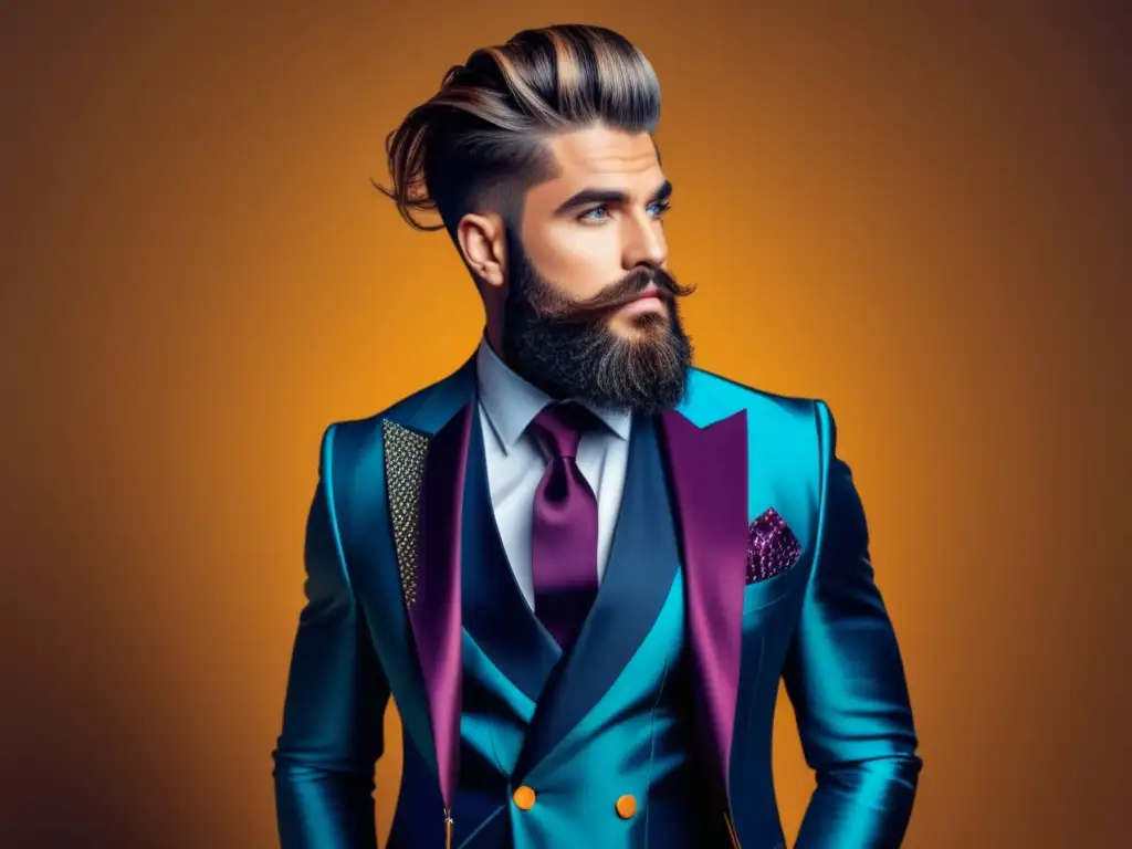 Hombre moderno de moda con estilo creativo, mostrando tendencias para hombres creativos