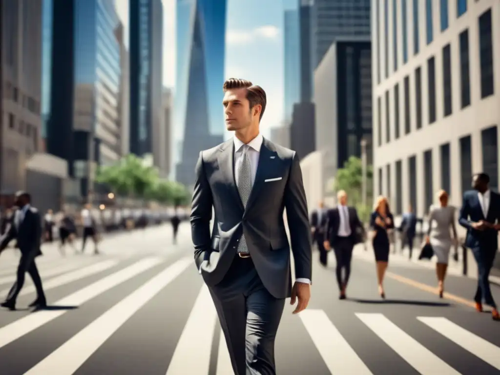 Hombre elegante caminando con confianza en una ciudad moderna - Importancia del estilo masculino en la autoestima