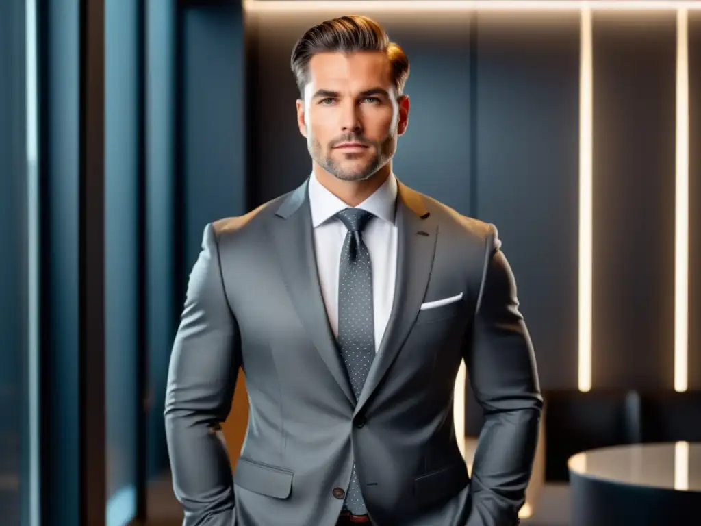 Moda masculina en el mundo corporativo: hombre elegante en una oficina moderna