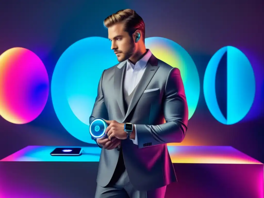 Gadgets de moda para hombre moderno en imagen futurista