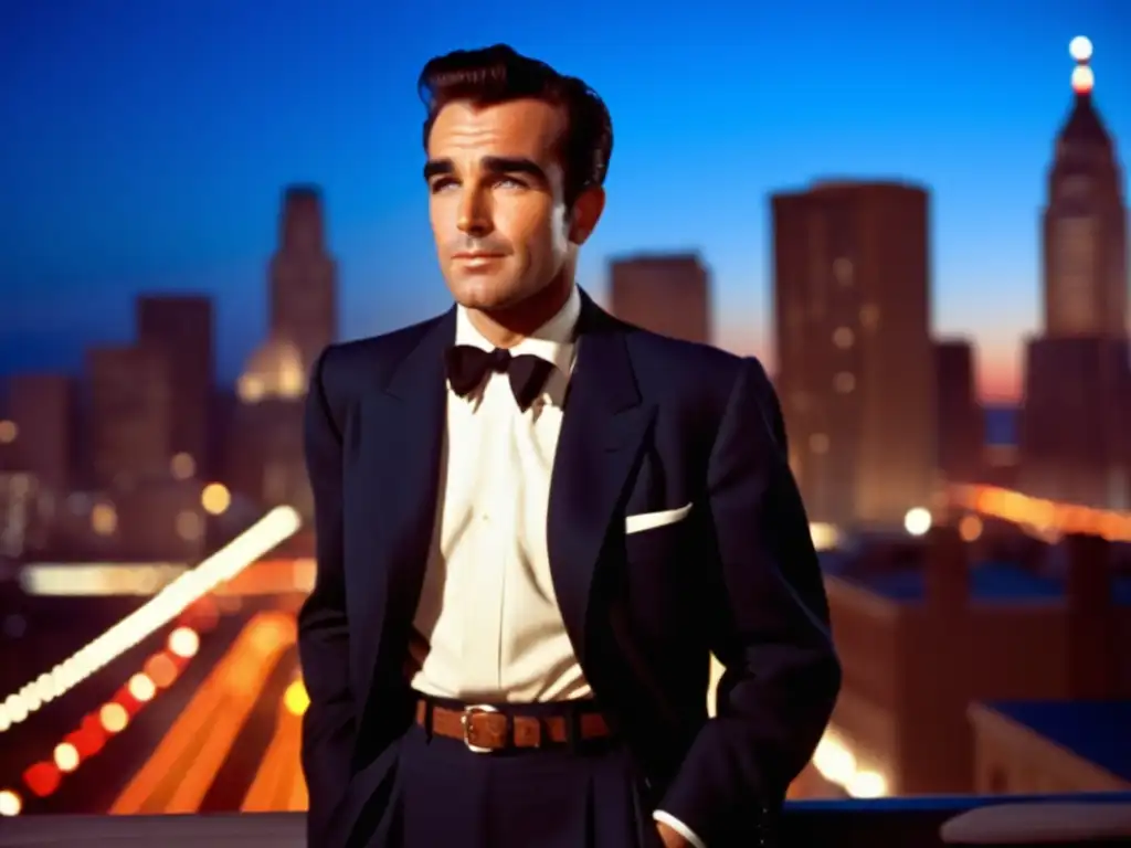 Estilo masculino de Montgomery Clift en la ciudad al atardecer