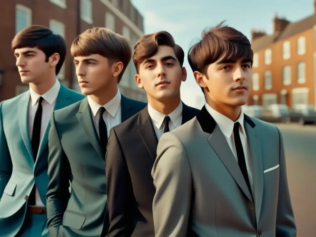 Moda masculina: influencia Beatles, estilos moptop, moda 60s, trajes ajustados, peinados icónicos