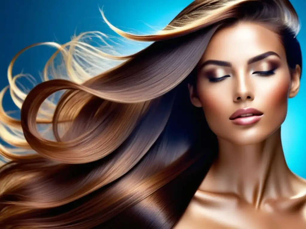 Beneficios de productos orgánicos para el cabello: Mujer con pelo radiante y saludable en salón moderno