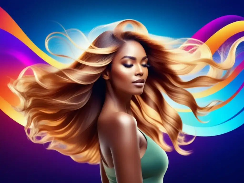 Mujer con cabello saludable y vibrante Beneficios de tratamientos capilares: cabello lujoso, saludable y vibrante