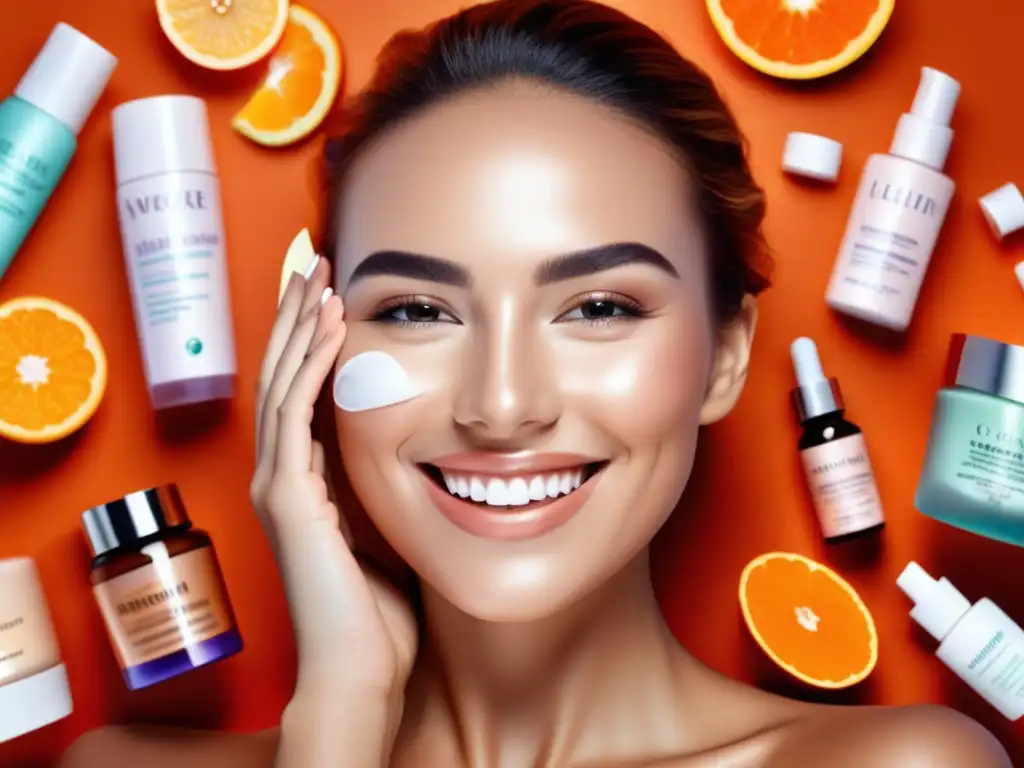 Mujer con piel radiante y sonriente, productos naturales mejoran apariencia de piel desigual