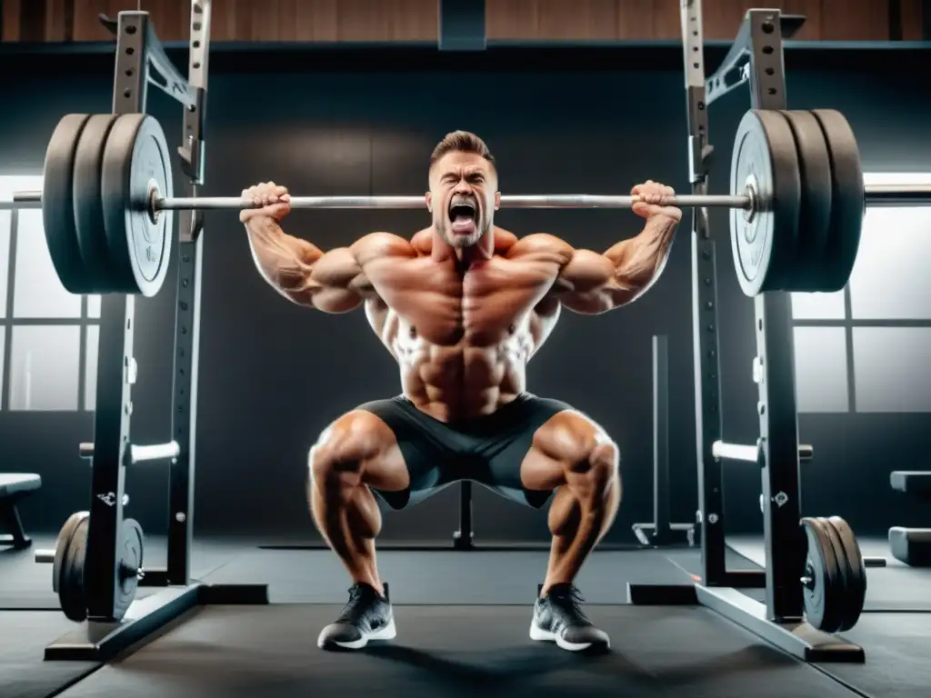 Hombre musculoso en el gimnasio levantando pesas: beneficios de entrenamiento de resistencia para hombres