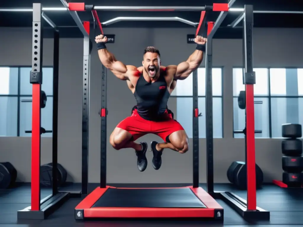 Hombre muscular en ropa de crossfit destacando estilo y rendimiento en el equipamiento