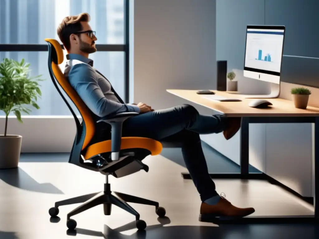 Ergonomía para el bienestar masculino en una oficina moderna y productiva