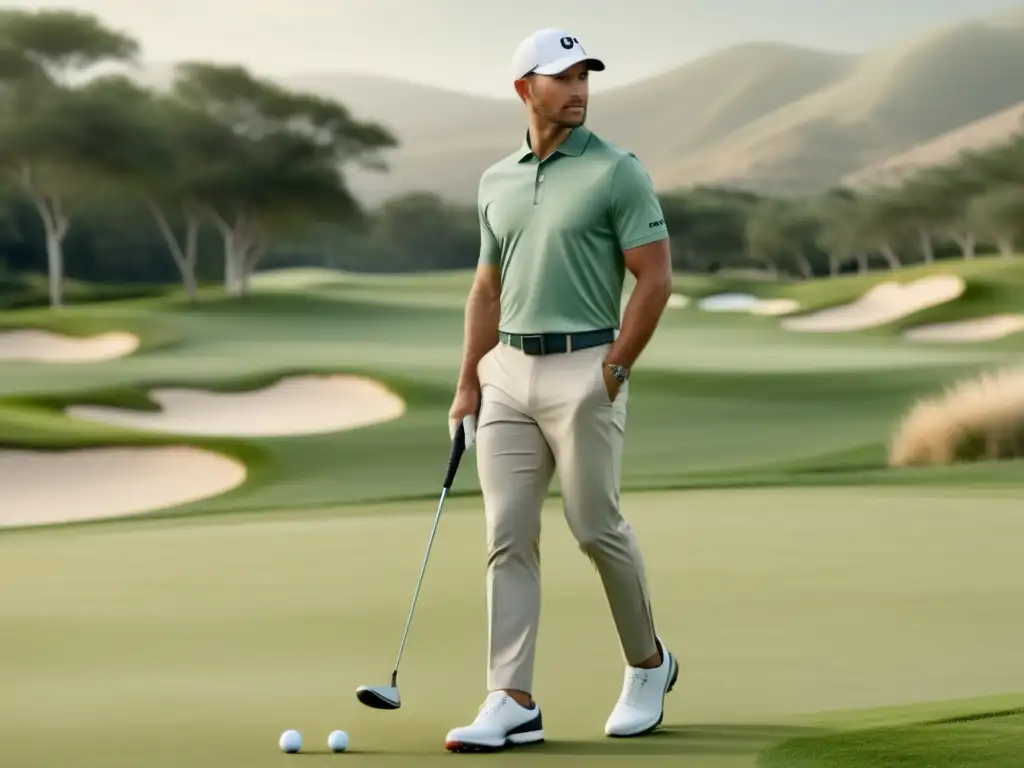 Ropa de golf para hombre elegante y funcional en ambiente sostenible