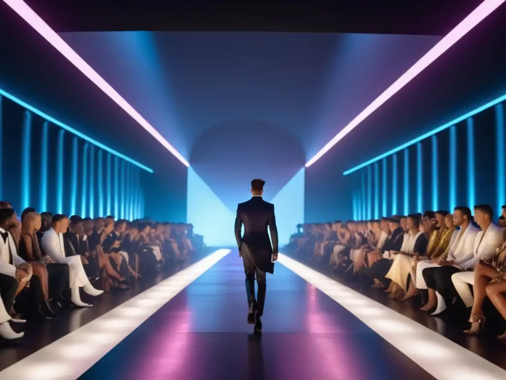 Desfile moda masculina: evolución histórica, estilos, modelos, iluminación futurista, admiración