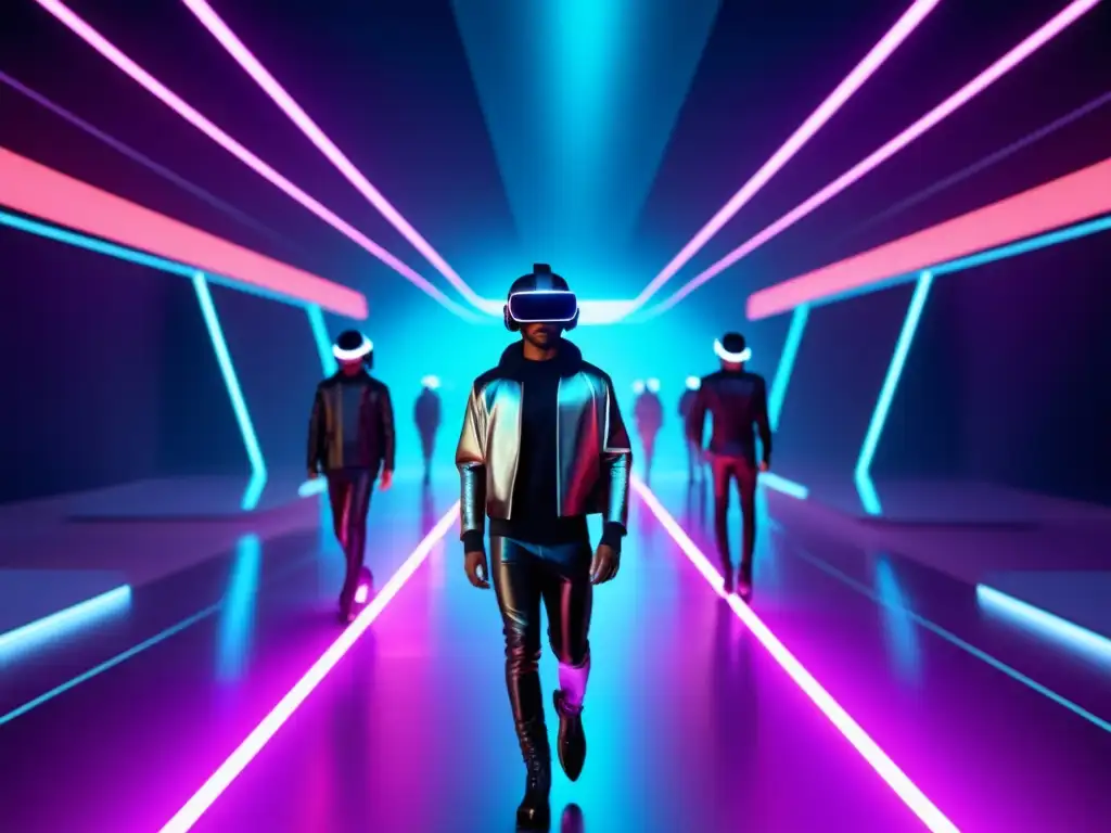 Desfile futurista de moda masculina en realidad virtual