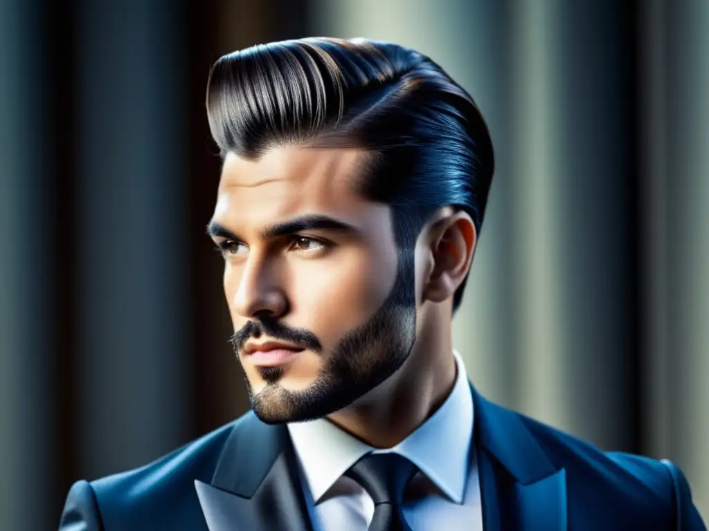 Hombre elegante con peinado sidepart y cabello grueso