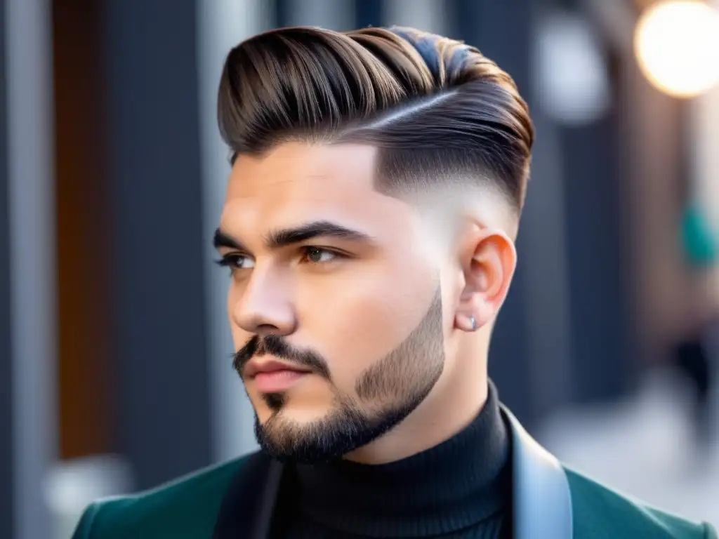 Hombre con corte moderno para rostro redondo