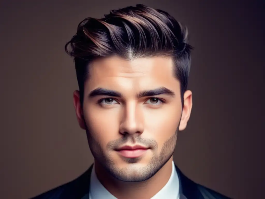 Hombre con corte de pelo moderno para rostro redondo