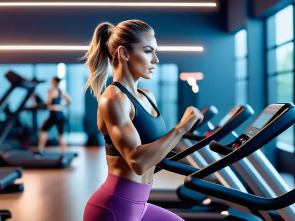 Persona ejercitándose en un moderno gimnasio, resaltando los beneficios de la salud física en la apariencia