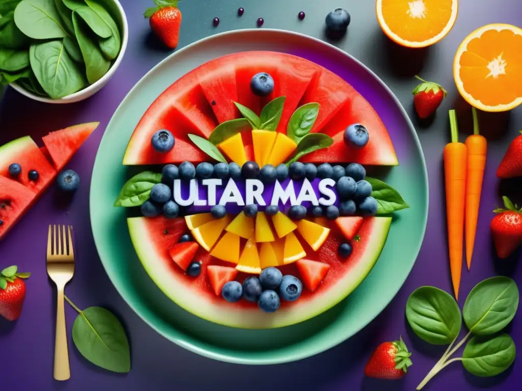 Dieta energética para hombres activos con plato de frutas y verduras vibrantes