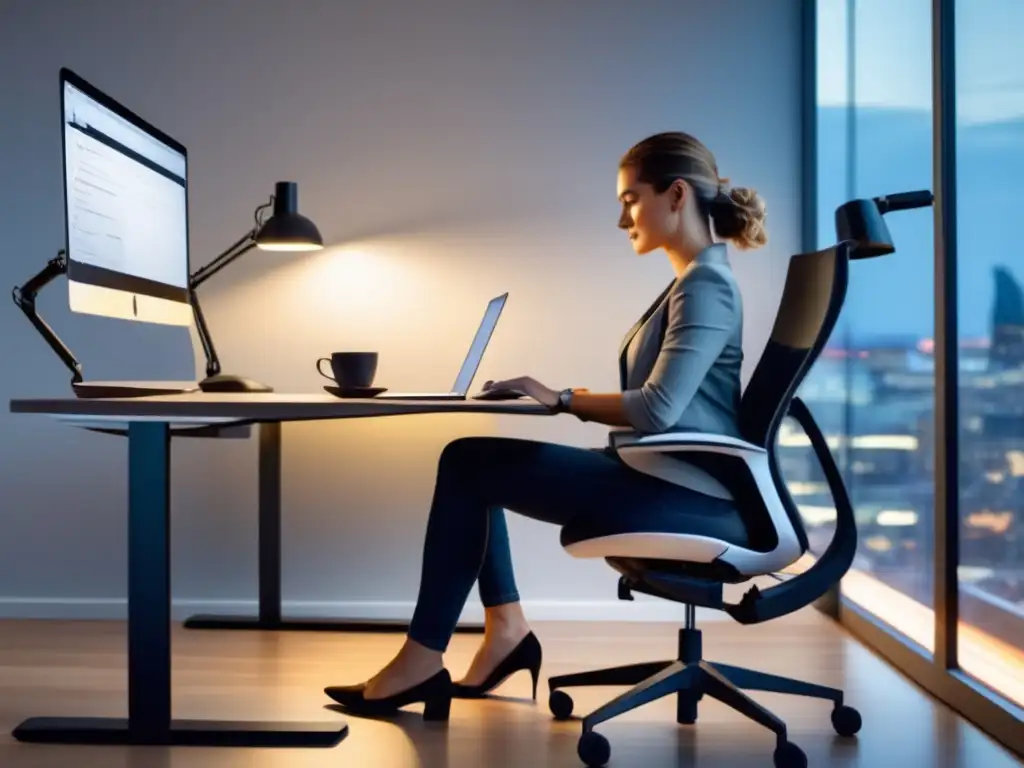 Beneficios postura ergonómica en trabajo con laptop