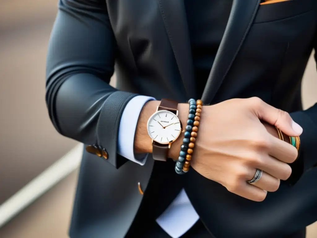 Reloj y pulseras de hombre para combinar traje y gafas