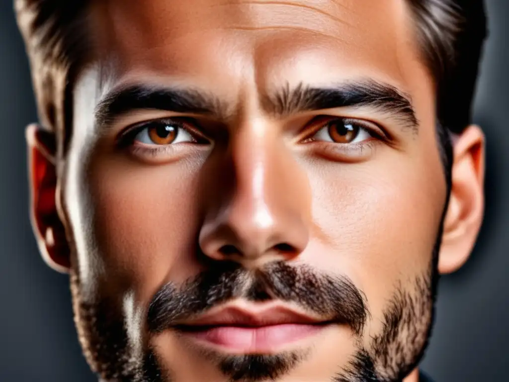 Un hombre con piel perfecta y barba bien cuidada