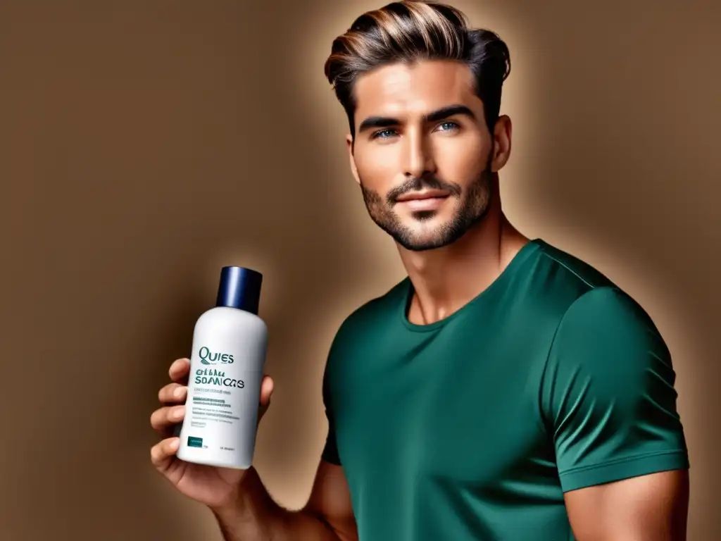 Hombre seguro y radiante con exfoliantes suaves y físicos