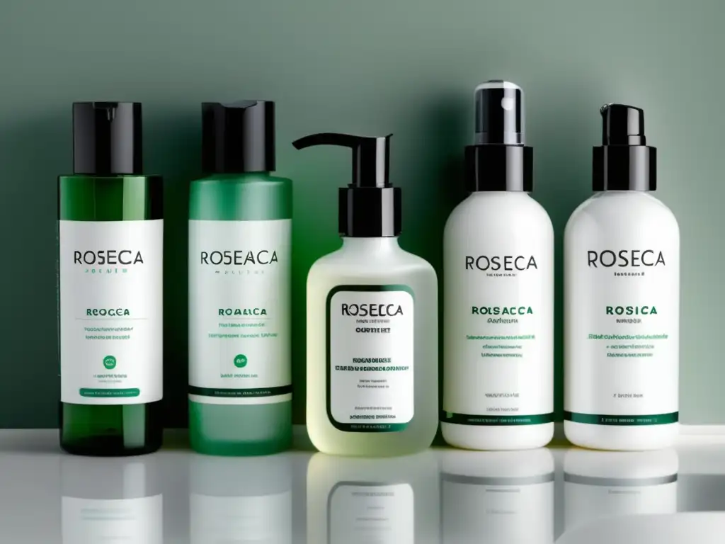 Soluciones para la rosácea en hombres: rutina de cuidado de piel moderna con productos específicos para rosácea, ambiente limpio y minimalista