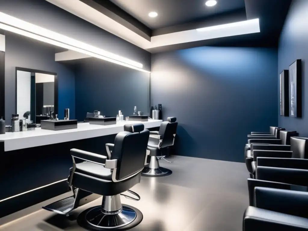 Salón de belleza masculina moderno con decoración minimalista y herramientas de aseo de vanguardia