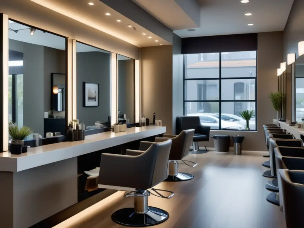 Salón de belleza moderno con decoración minimalista y productos de calidad para tratar el cabello dañado