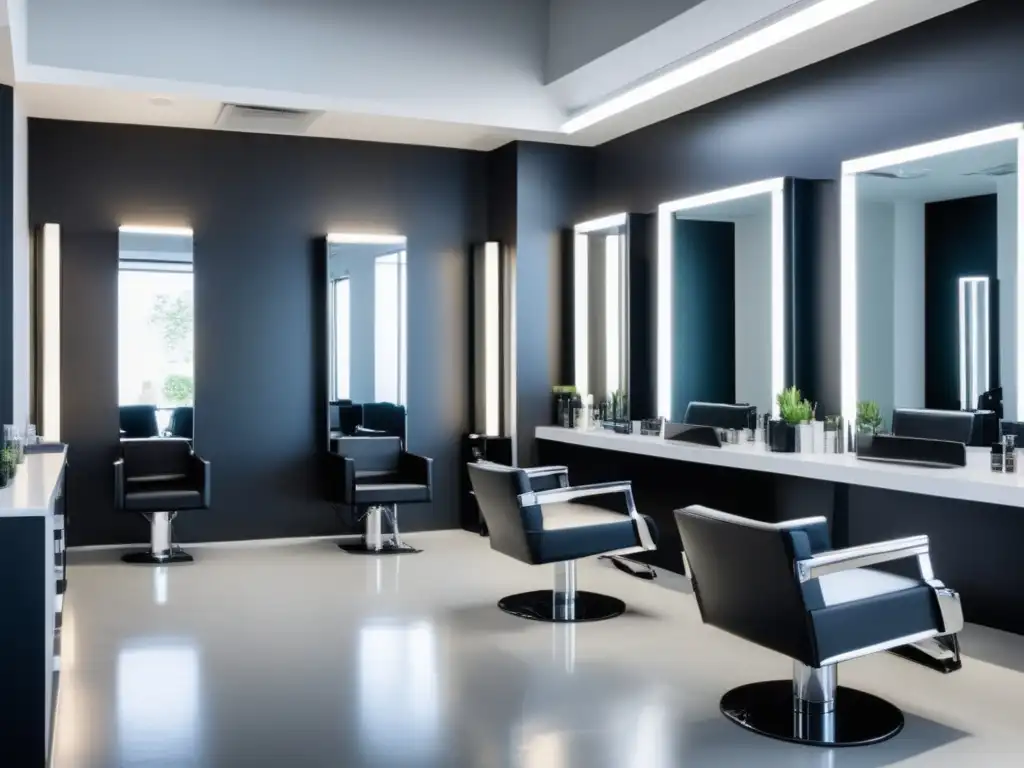 Stylish salon with minimalist decor and a range of hair care products