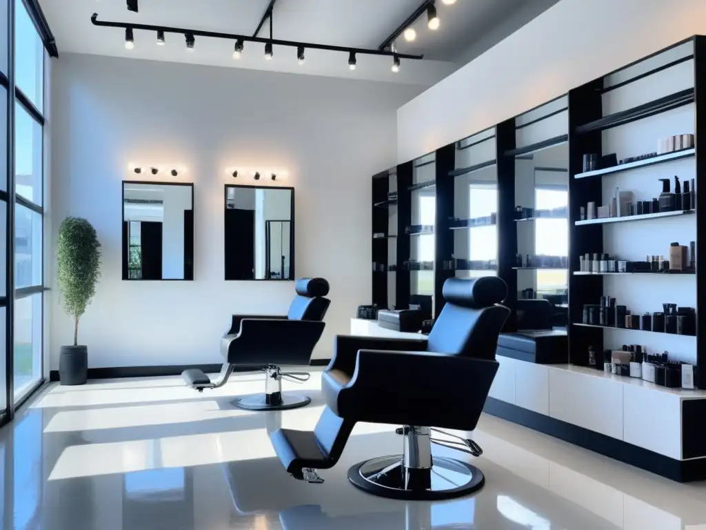 Salón moderno y elegante con estilista y cliente discutiendo los beneficios del corte de cabello creativo