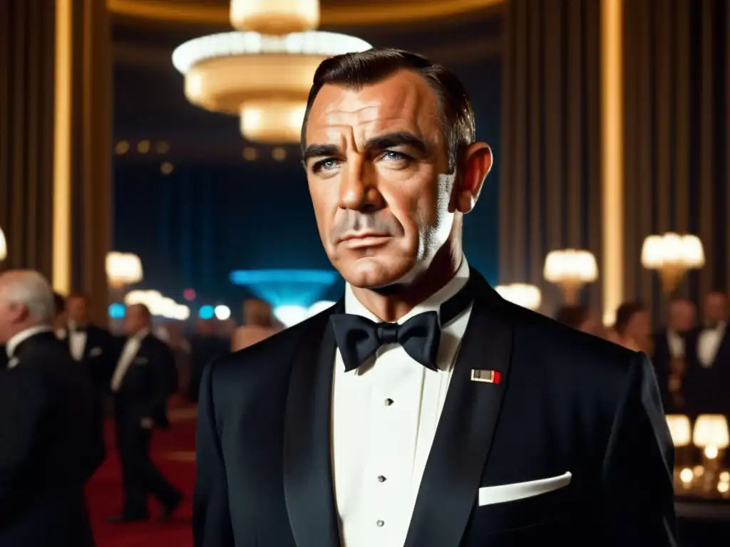 Estilo atemporal de Sean Connery como James Bond en un elegante casino