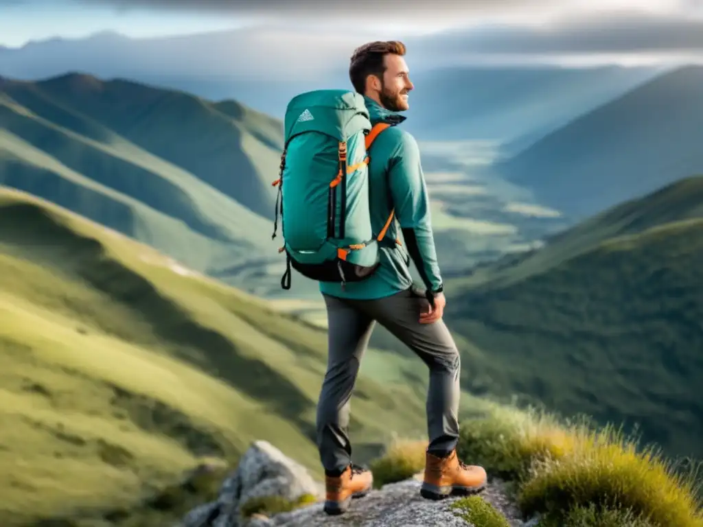 Equipo funcional para senderismo masculino en montaña