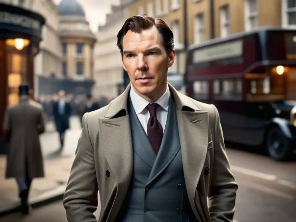 Influencia moda contemporánea Benedict Cumberbatch Sherlock Holmes elegante y misterioso en Londres