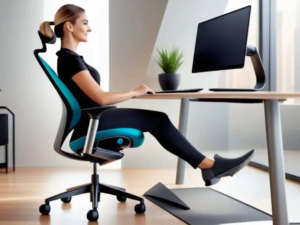 Beneficios de la ergonomía en la digestión: silla de oficina moderna y ergonómica con postura correcta