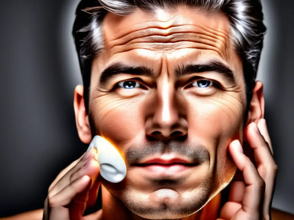 Imagen de hombre aplicando crema retinol para combatir envejecimiento en rutina de cuidado de piel masculina