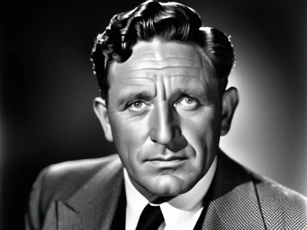 Spencer Tracy, icónico actor de Hollywood en una detallada imagen en blanco y negro