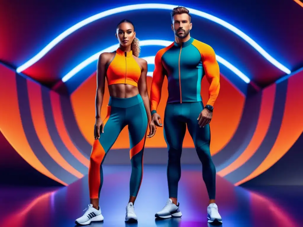 Elección de materiales en ropa deportiva: atletas en 8k ultradetallada imagen con ropa vibrante y futurista