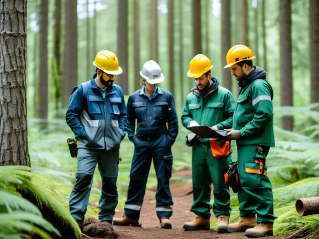 Técnicos forestales con atuendo seguro y funcional en entorno natural- Importancia estilo técnico forestal