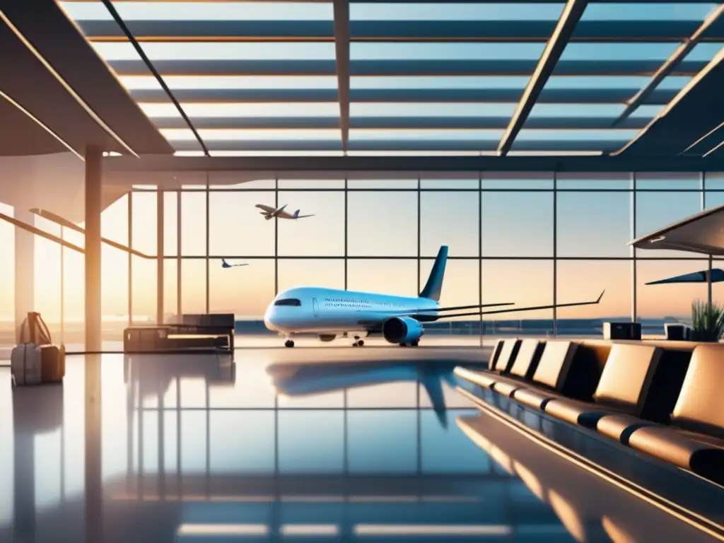 Aeropuerto moderno y sofisticado Aeropuerto moderno con estilo y lujo, viajar con estilo y lidiar con retrasos y cancelaciones