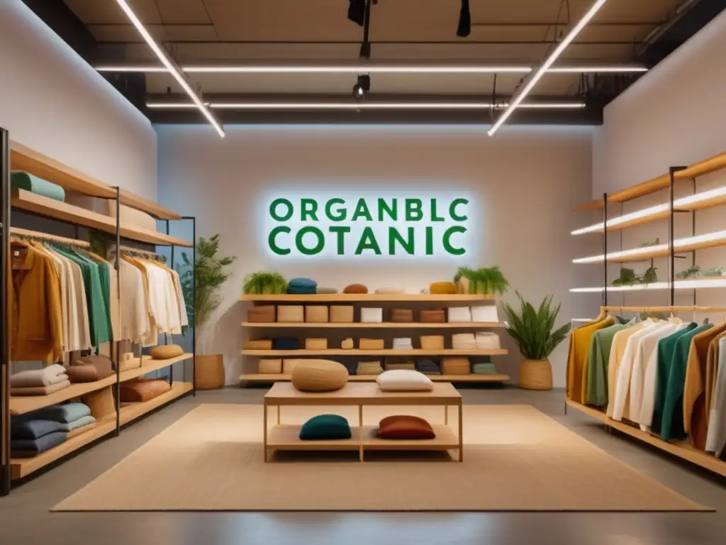 Interior de tienda ecofriendly con ropa de materiales naturales y sin químicos