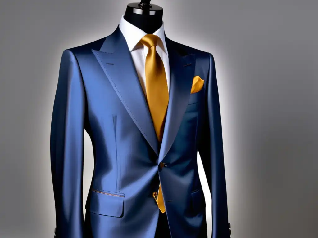 Traje Tom Ford: Tendencias moda masculina, corte impecable, tela lujosa de lana y seda, tonos grises y azules