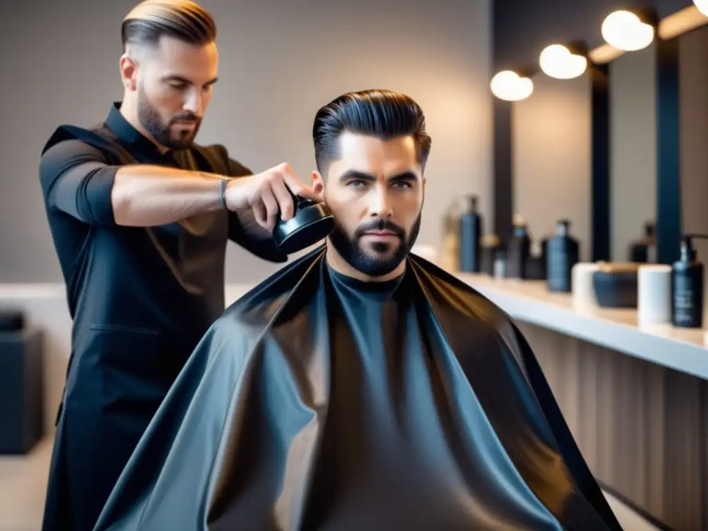 Tratamiento cabello dañado hombres en salón de lujo