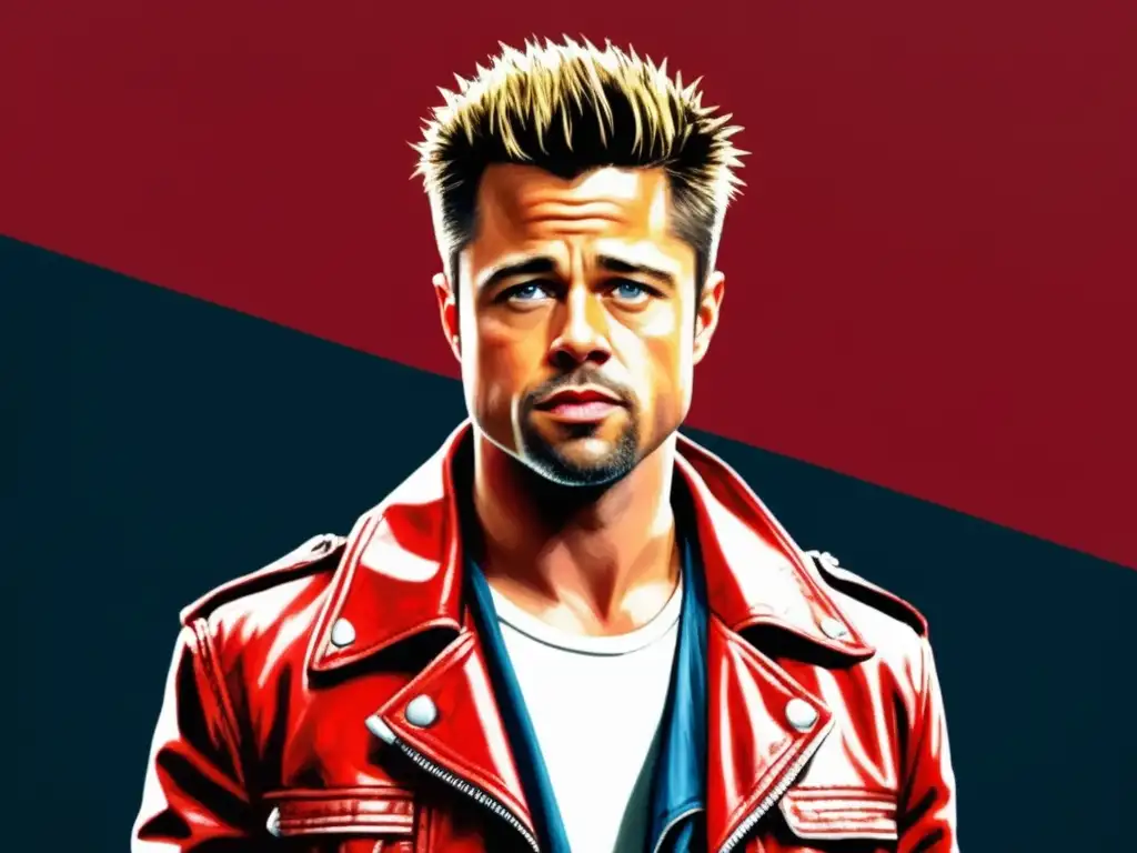 Estilo de Brad Pitt en Fight Club, imagen ultradetallada de Tyler Durden en una escena urbana y rebelde