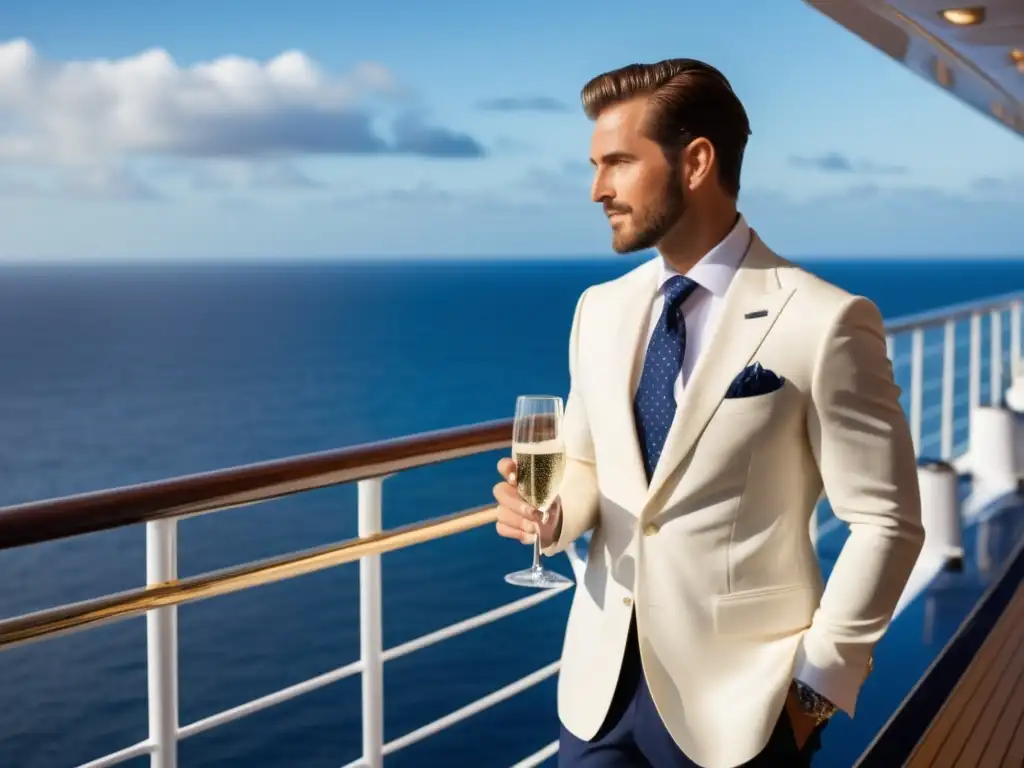 Hombre elegante en crucero, ropa masculina para crucero elegante