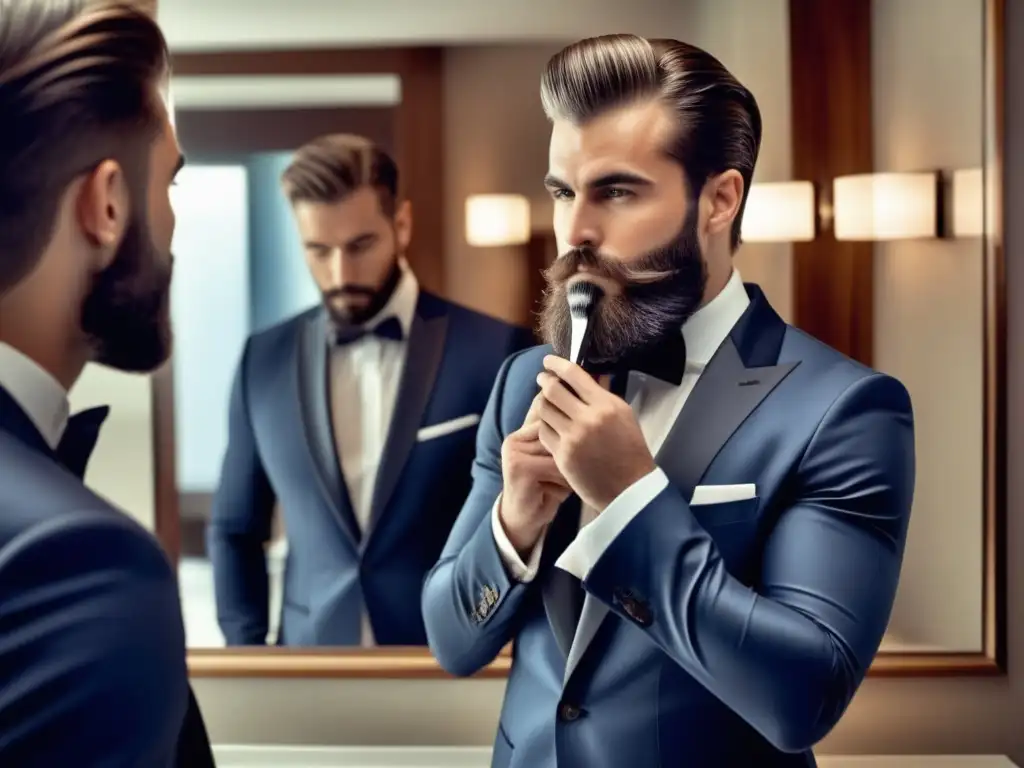 Consejos de viaje para hombres: elegante viajero preparándose para afeitarse en un baño minimalista