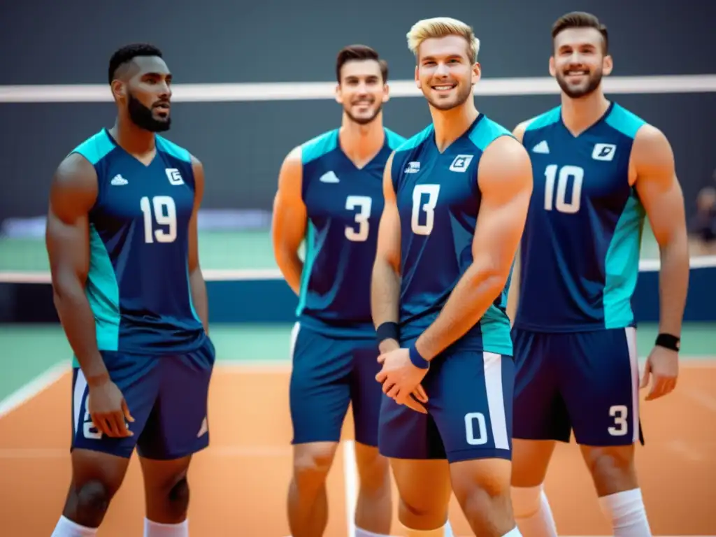 Ropa de voleibol para hombres: Estilo en la cancha con jugadores destacados y moderna cancha