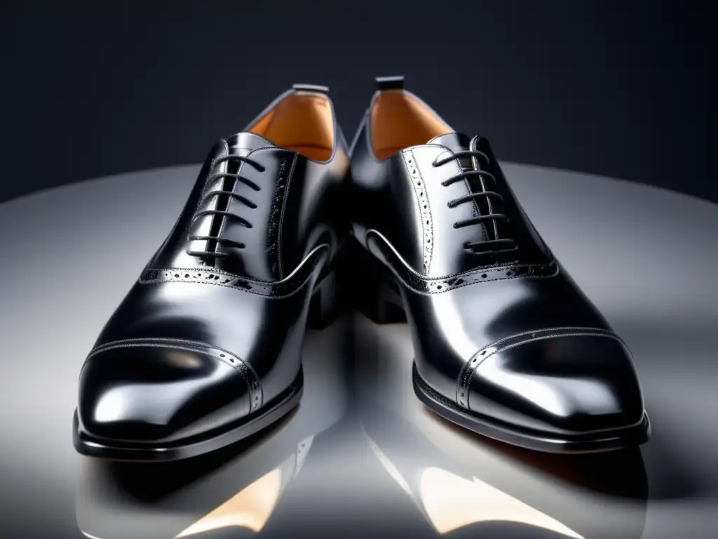 Zapatos formales imprescindibles hombres - Elegantes oxfords de cuero negro, pulidos y reflectantes, con detalle y artesanía meticulosa